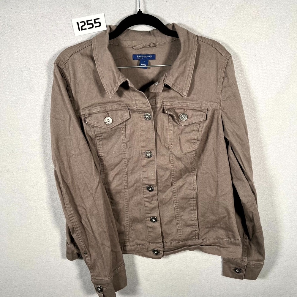 Bandolino Jeans Roxy Trucker Jacket Women Small Brown Denim Pleated Button Front